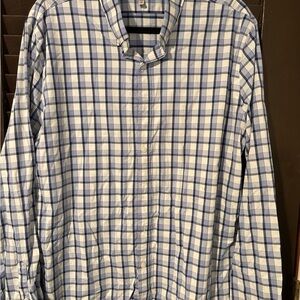 Express Blue and White Plaid Men's Shirt